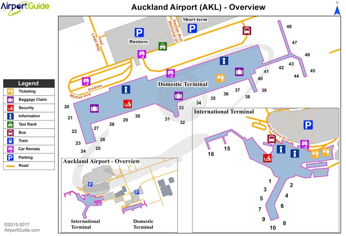Auckland airport parcheggio mappa