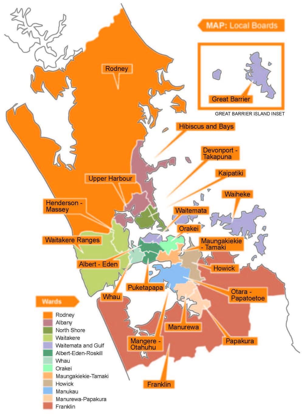 Auckland consiglio confini mappa
