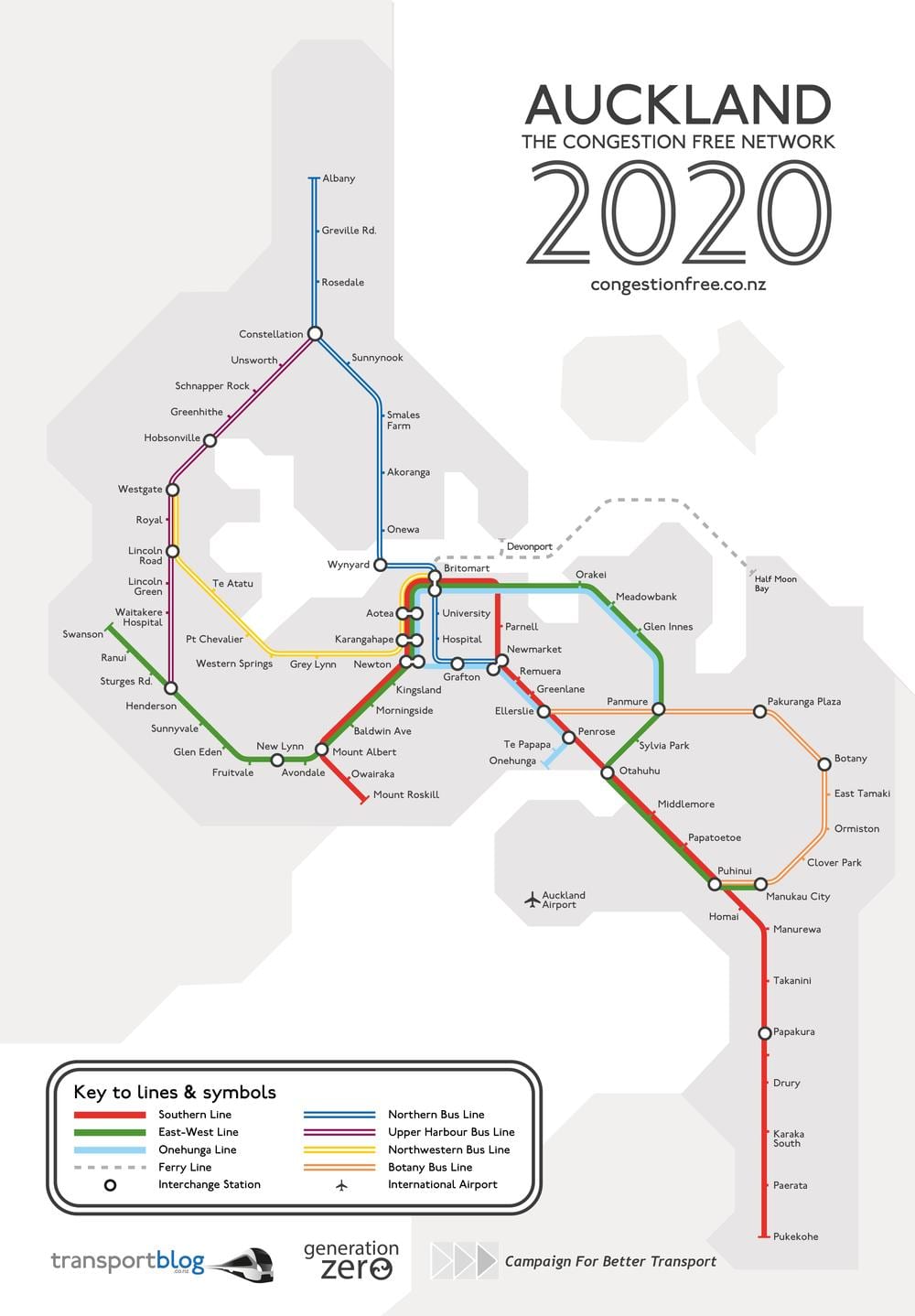 mappa del treno Auckland