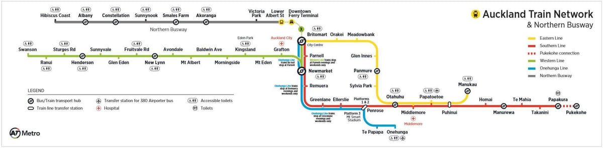Auckland rete ferroviaria mappa