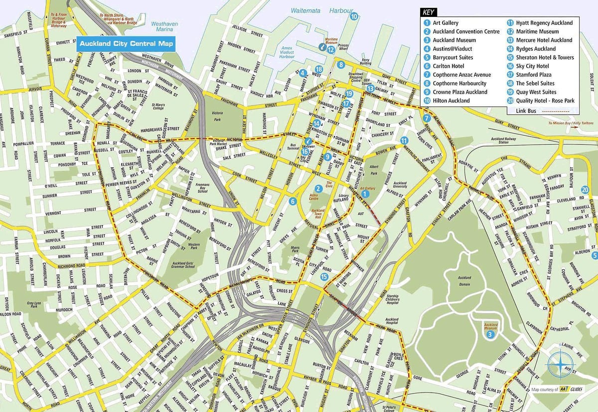 mappa turistica di Auckland
