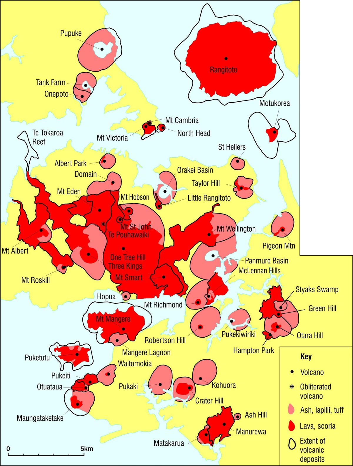 Auckland vulcani mappa