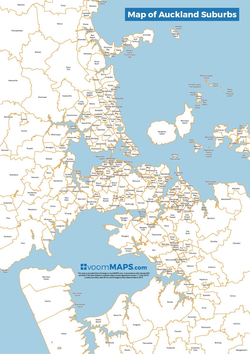 mappa di Auckland periferia