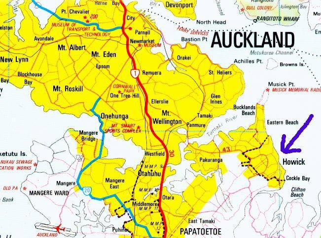 mappa di Howick Auckland