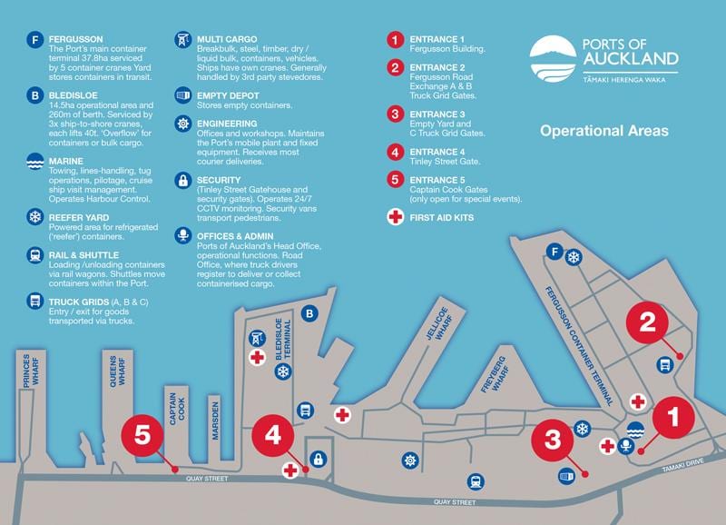 porto di Auckland la mappa