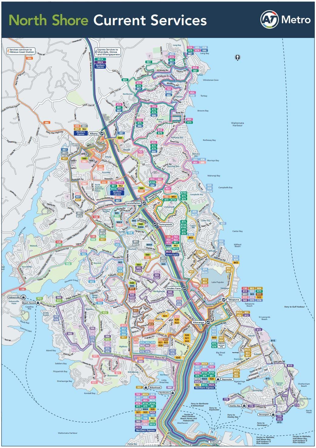 mappa di north shore di Auckland