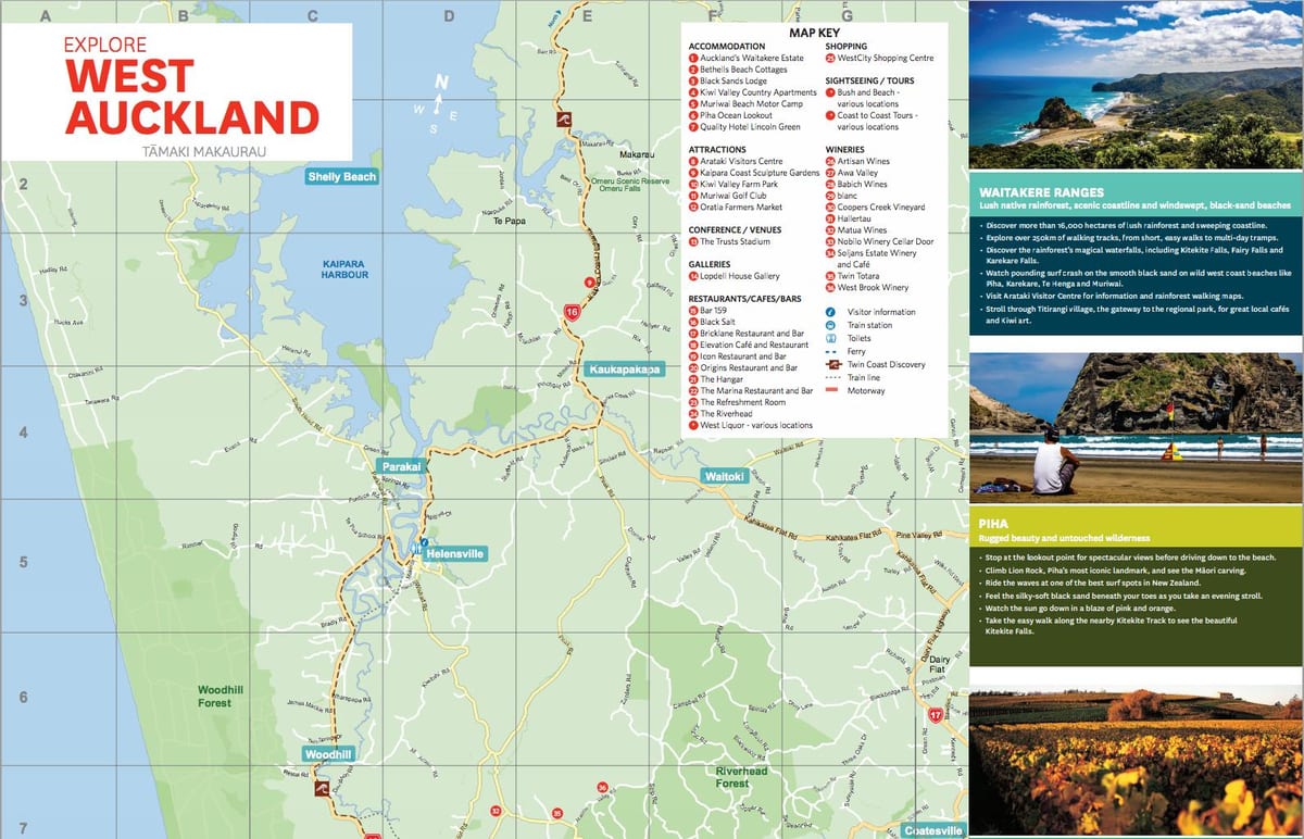 mappa di west Auckland