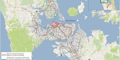 La mappa della pista ciclabile di Auckland la mappa