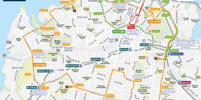 Auckland mappa del percorso autobus