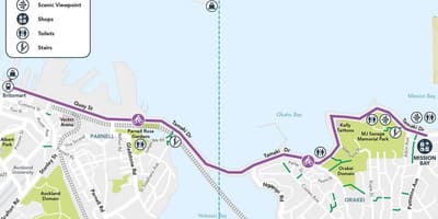 Rosa ciclabile Auckland la mappa