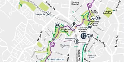 Mappa di Henderson Auckland