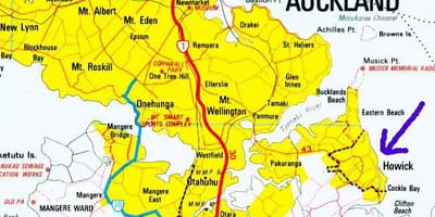 Mappa di Howick Auckland