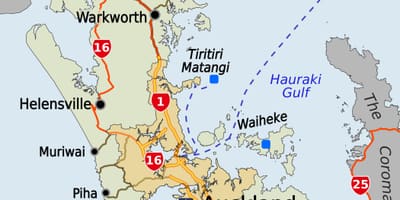 Mappa di regione di Auckland
